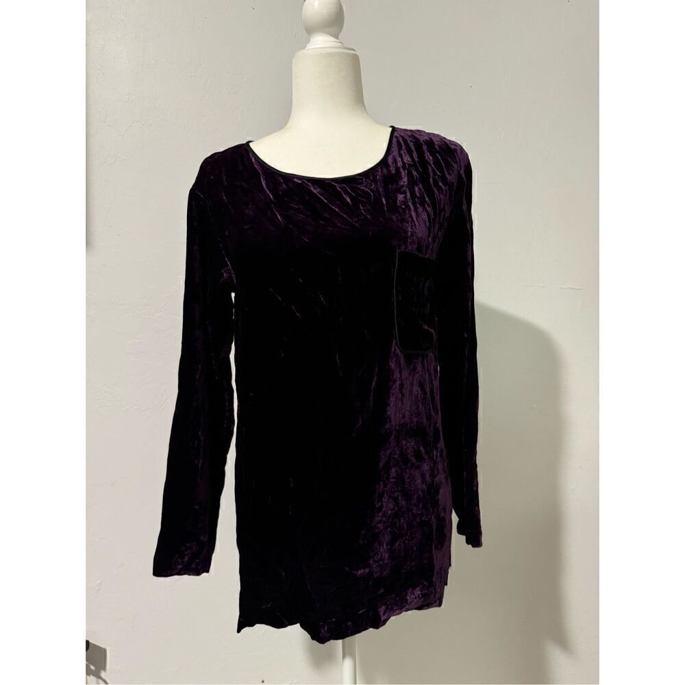 Theory purple velvet silk blend long sleeve top P